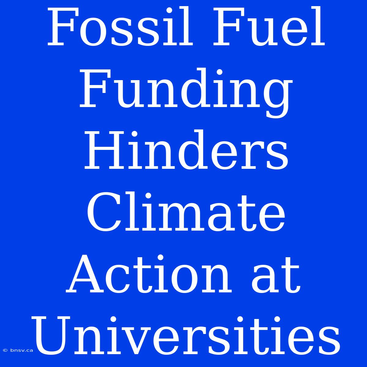 Fossil Fuel Funding Hinders Climate Action At Universities