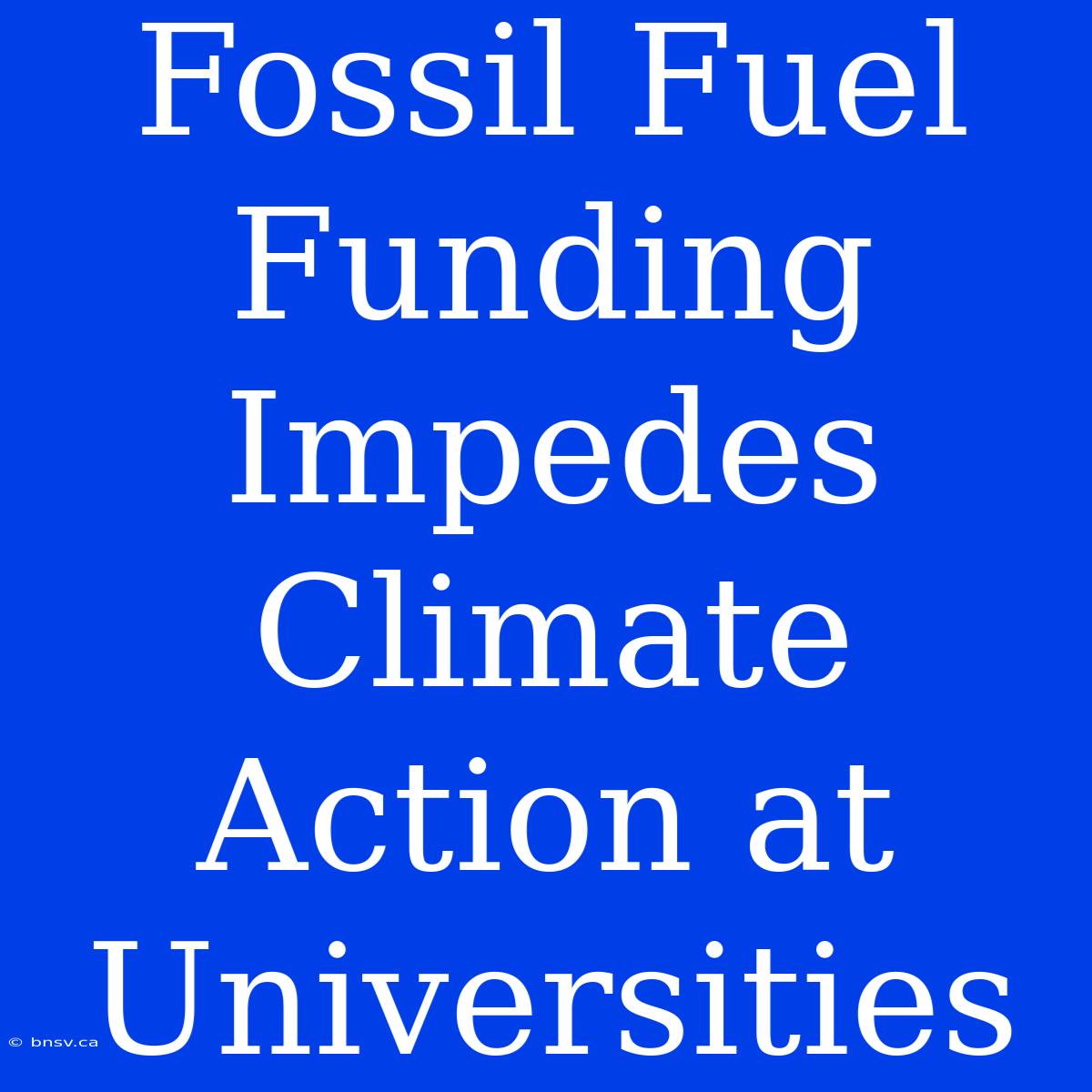 Fossil Fuel Funding Impedes Climate Action At Universities