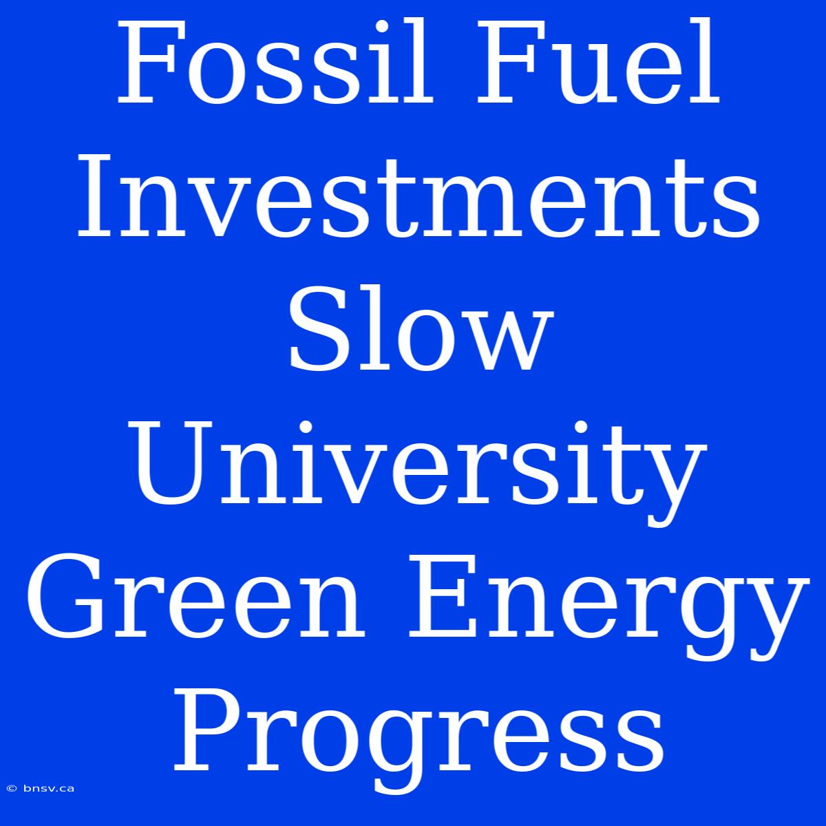 Fossil Fuel Investments Slow University Green Energy Progress