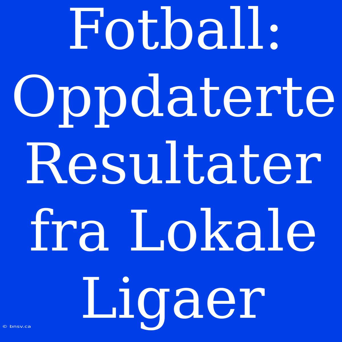 Fotball: Oppdaterte Resultater Fra Lokale Ligaer