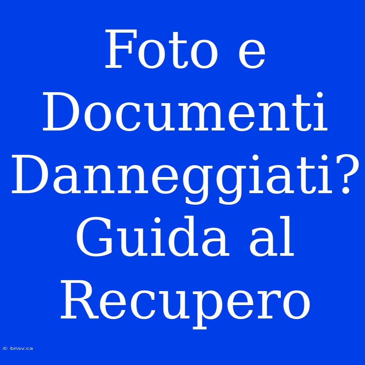 Foto E Documenti Danneggiati? Guida Al Recupero