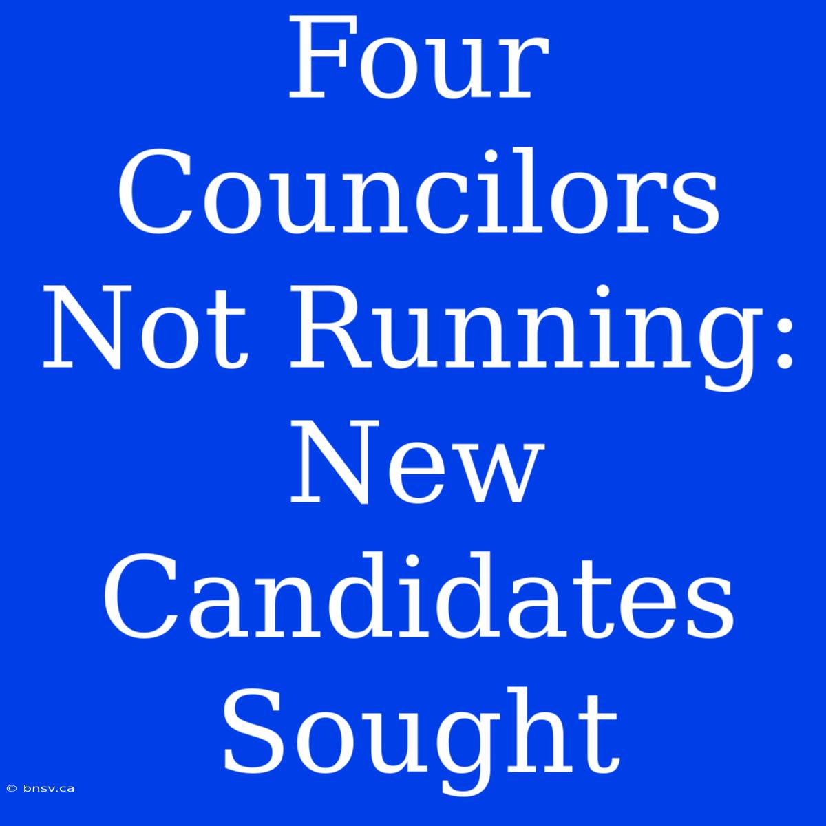 Four Councilors Not Running: New Candidates Sought