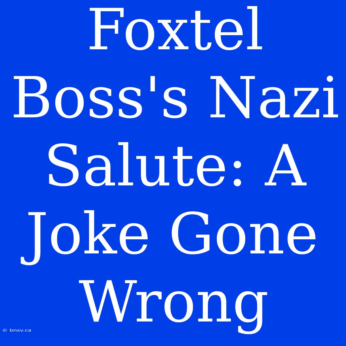 Foxtel Boss's Nazi Salute: A Joke Gone Wrong