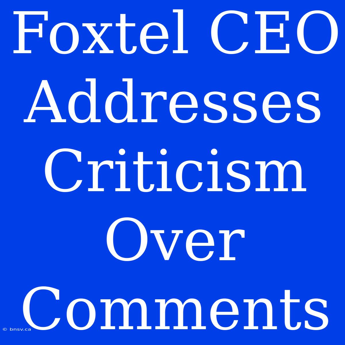 Foxtel CEO Addresses Criticism Over Comments