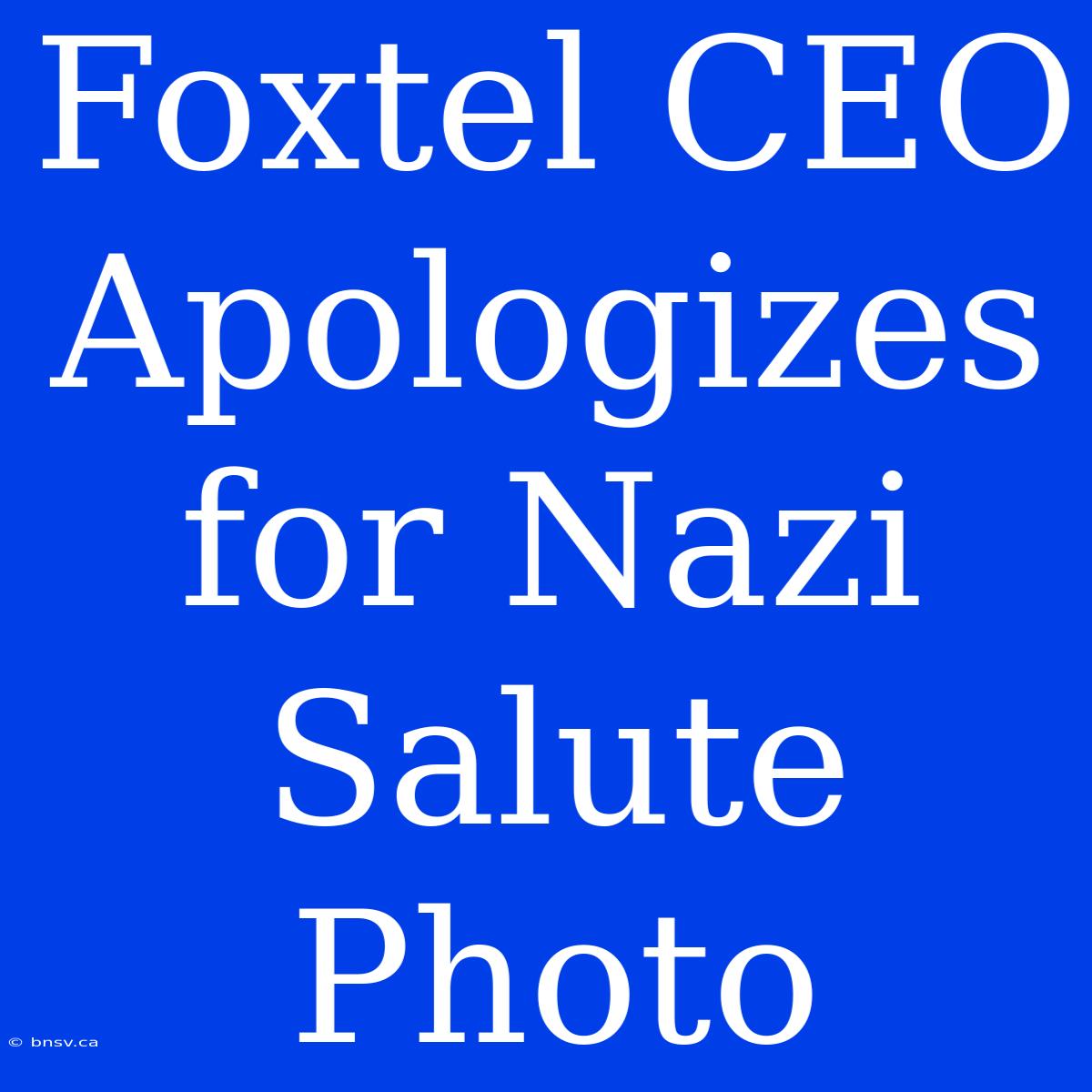 Foxtel CEO Apologizes For Nazi Salute Photo