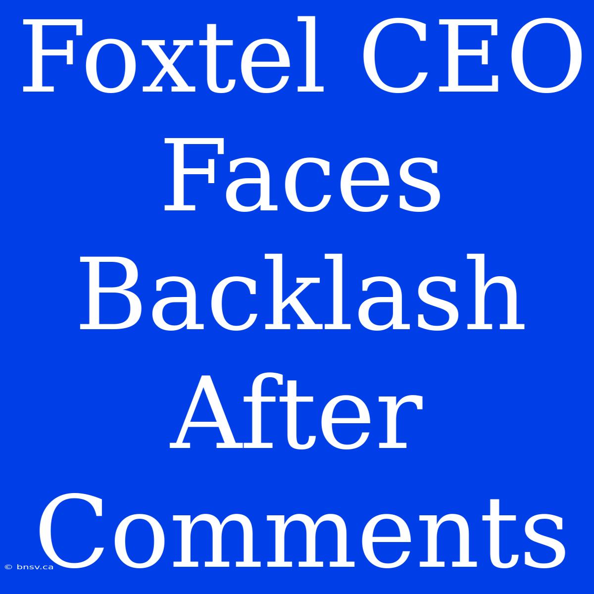 Foxtel CEO Faces Backlash After Comments