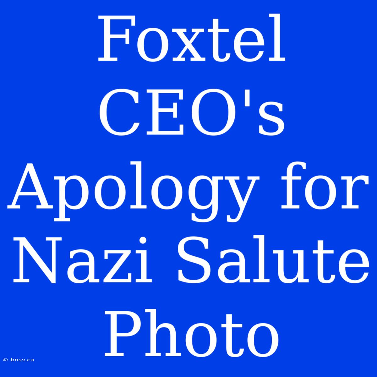 Foxtel CEO's Apology For Nazi Salute Photo