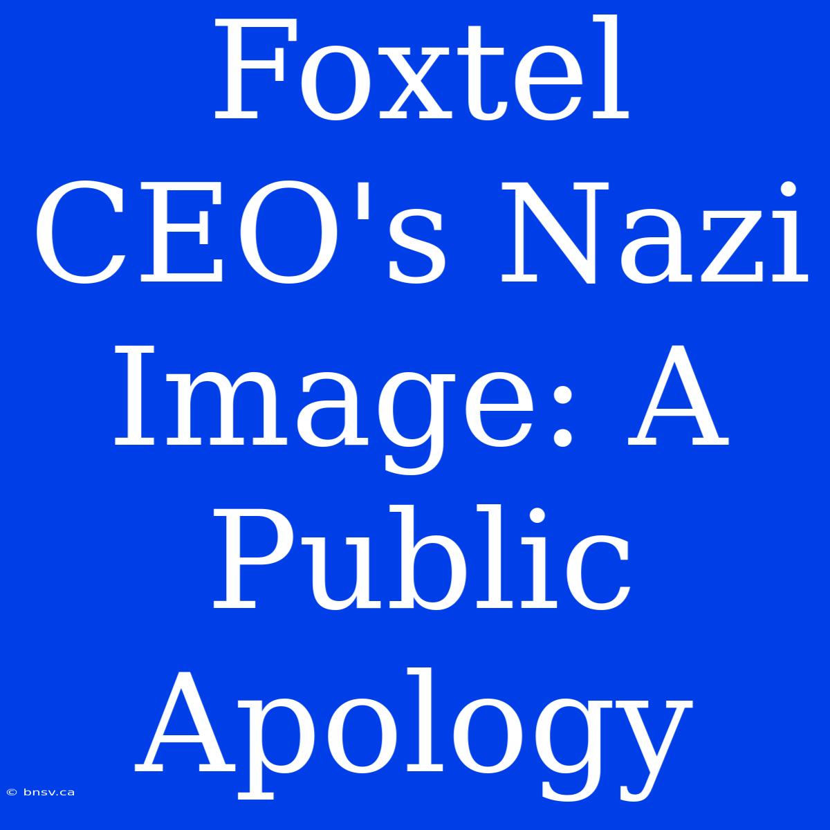 Foxtel CEO's Nazi Image: A Public Apology