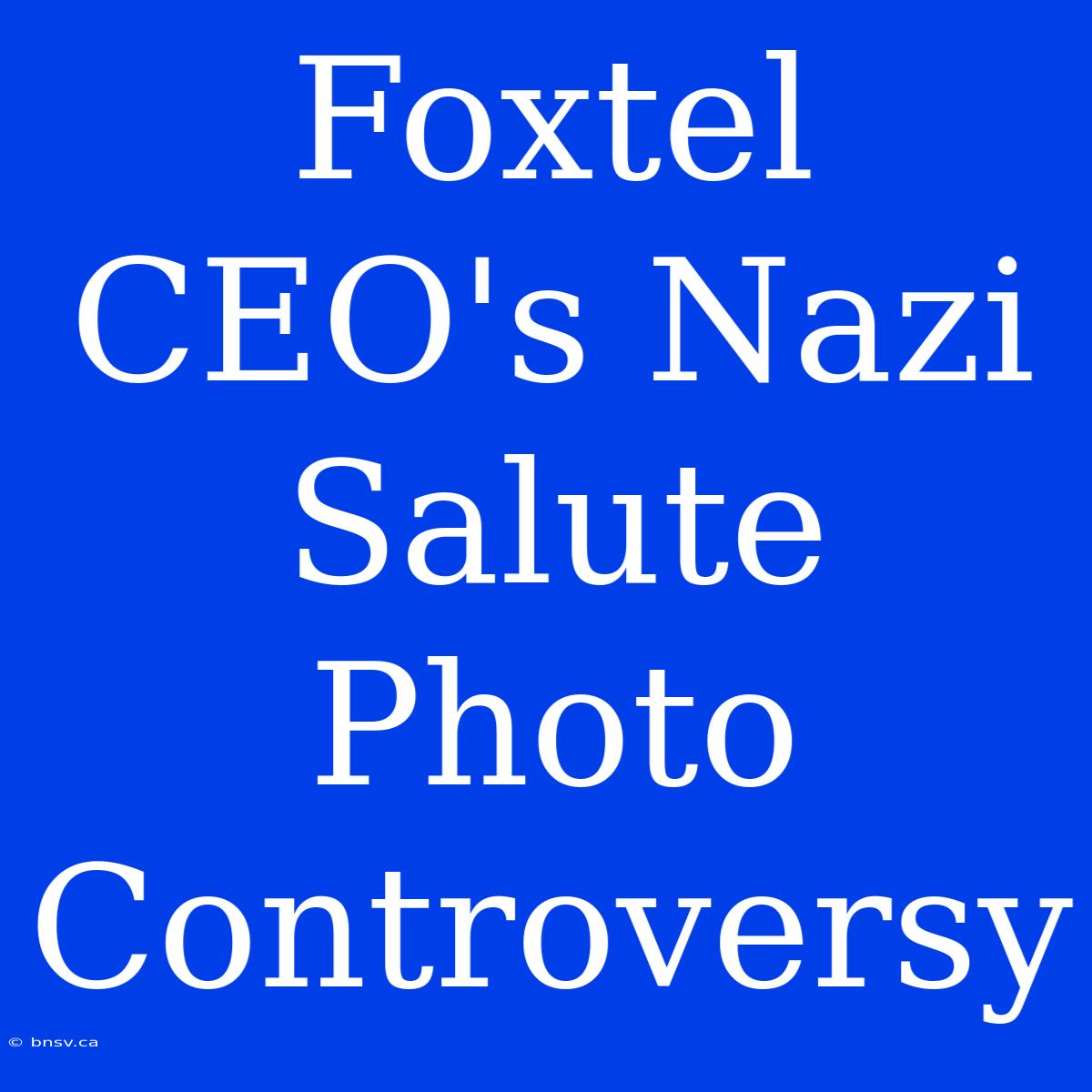 Foxtel CEO's Nazi Salute Photo Controversy