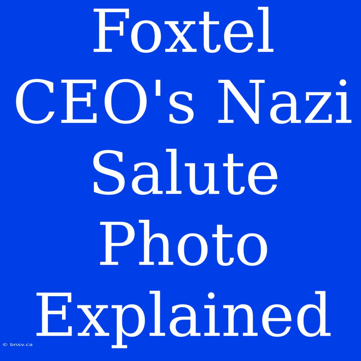 Foxtel CEO's Nazi Salute Photo Explained