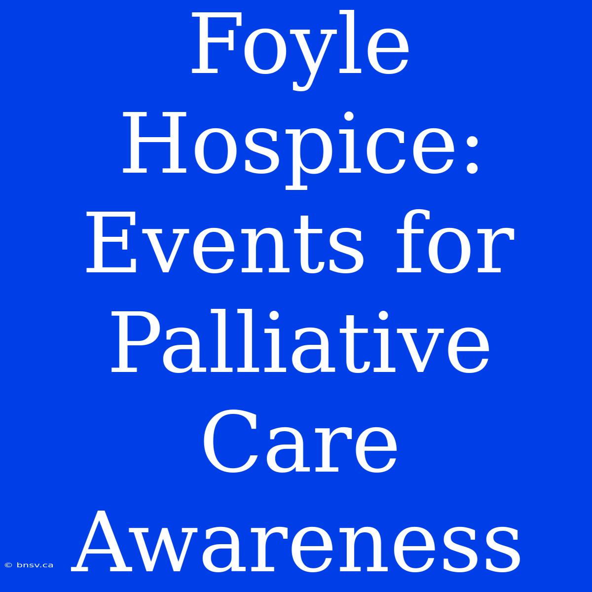 Foyle Hospice: Events For Palliative Care Awareness