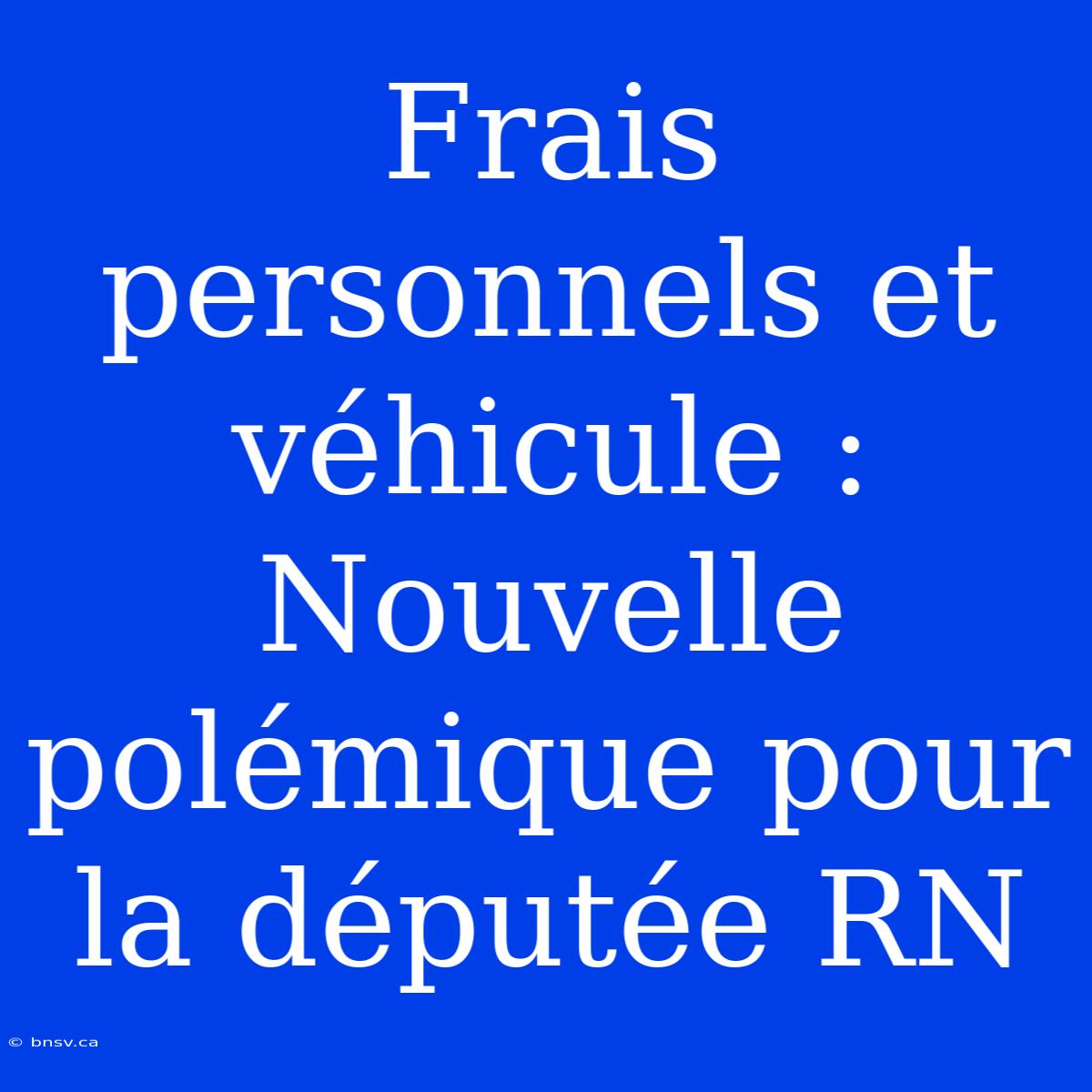 Frais Personnels Et Véhicule : Nouvelle Polémique Pour La Députée RN