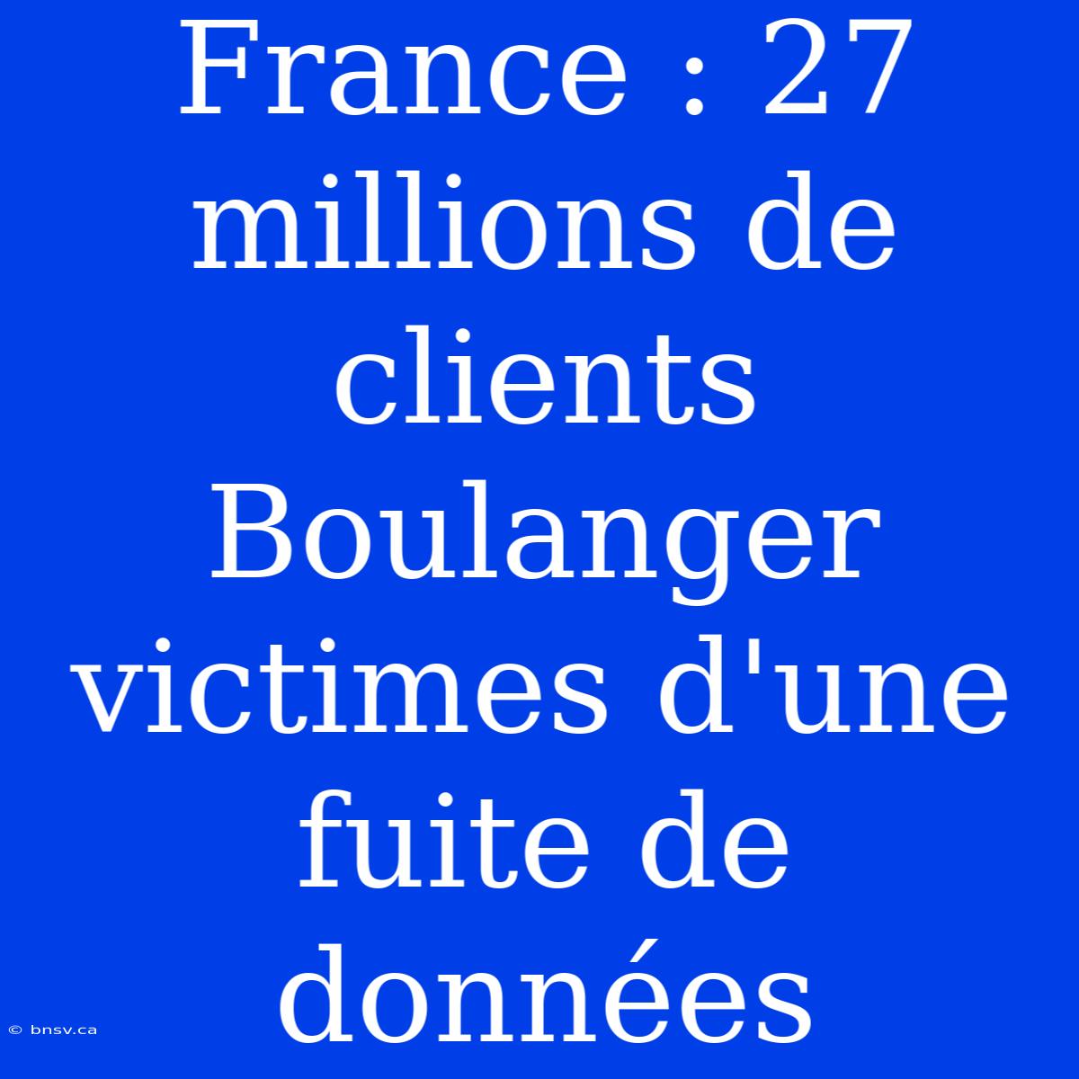 France : 27 Millions De Clients Boulanger Victimes D'une Fuite De Données