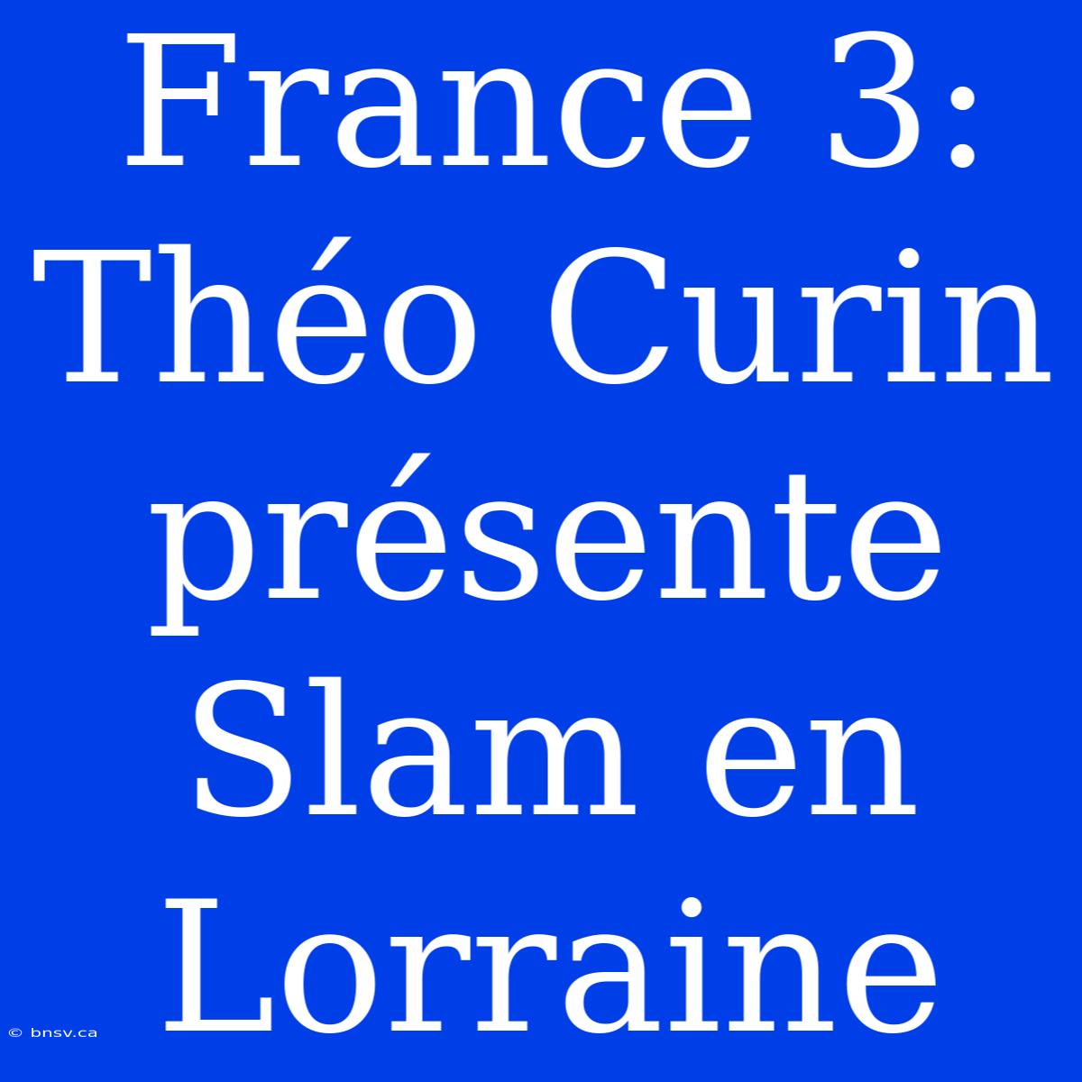 France 3: Théo Curin Présente Slam En Lorraine