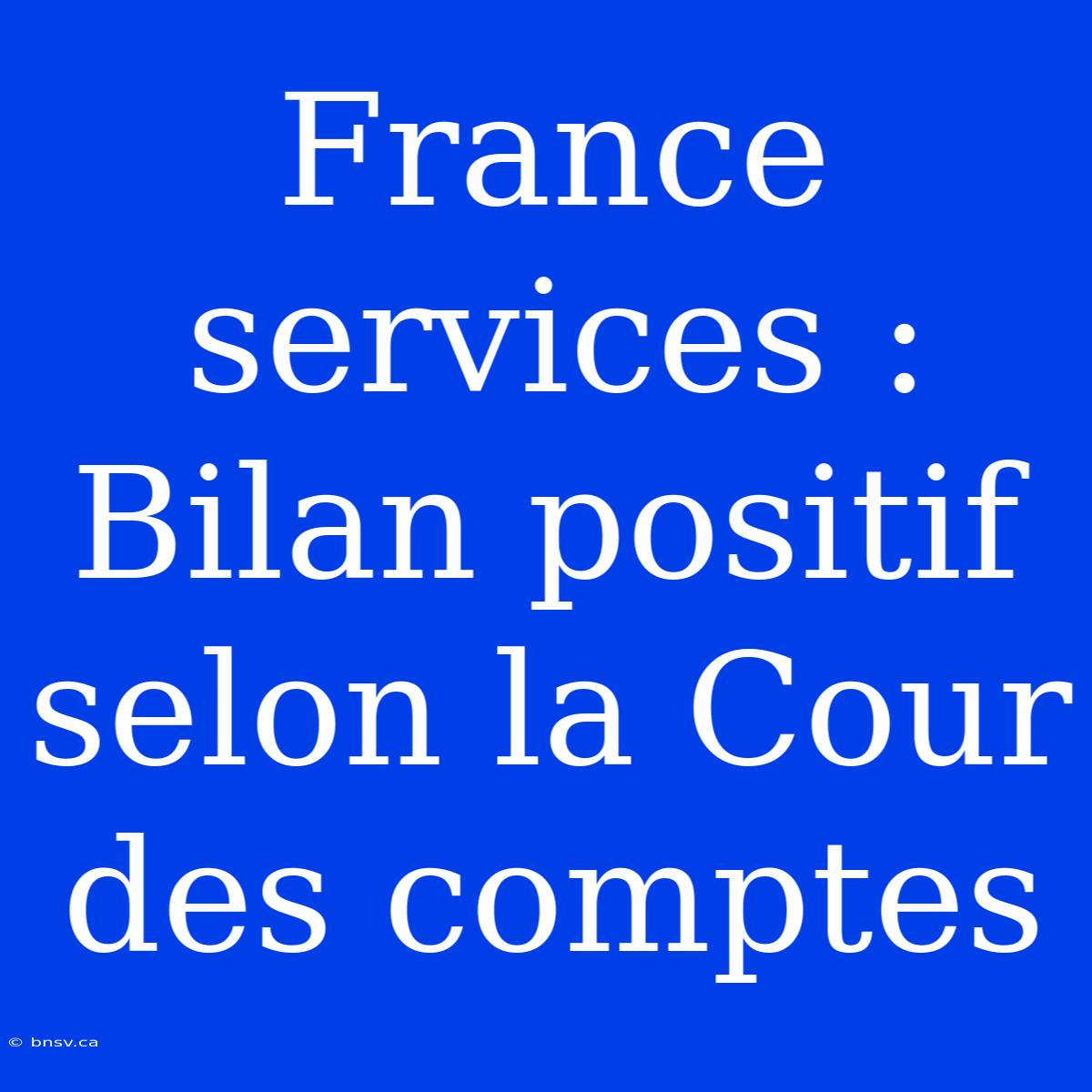 France Services : Bilan Positif Selon La Cour Des Comptes