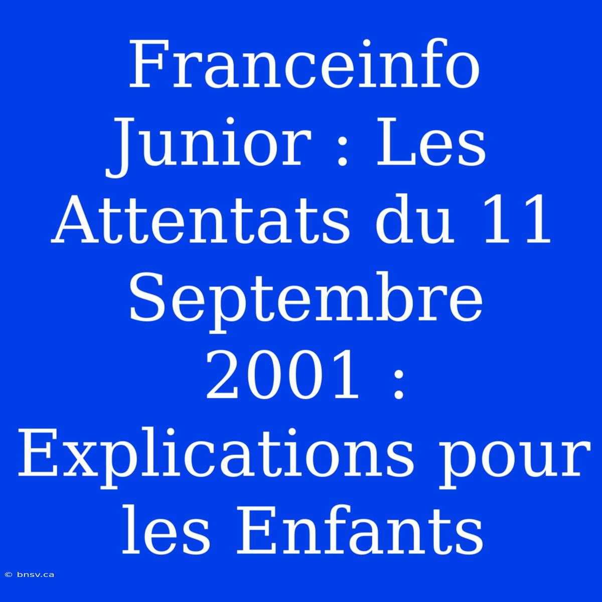 Franceinfo Junior : Les Attentats Du 11 Septembre 2001 : Explications Pour Les Enfants