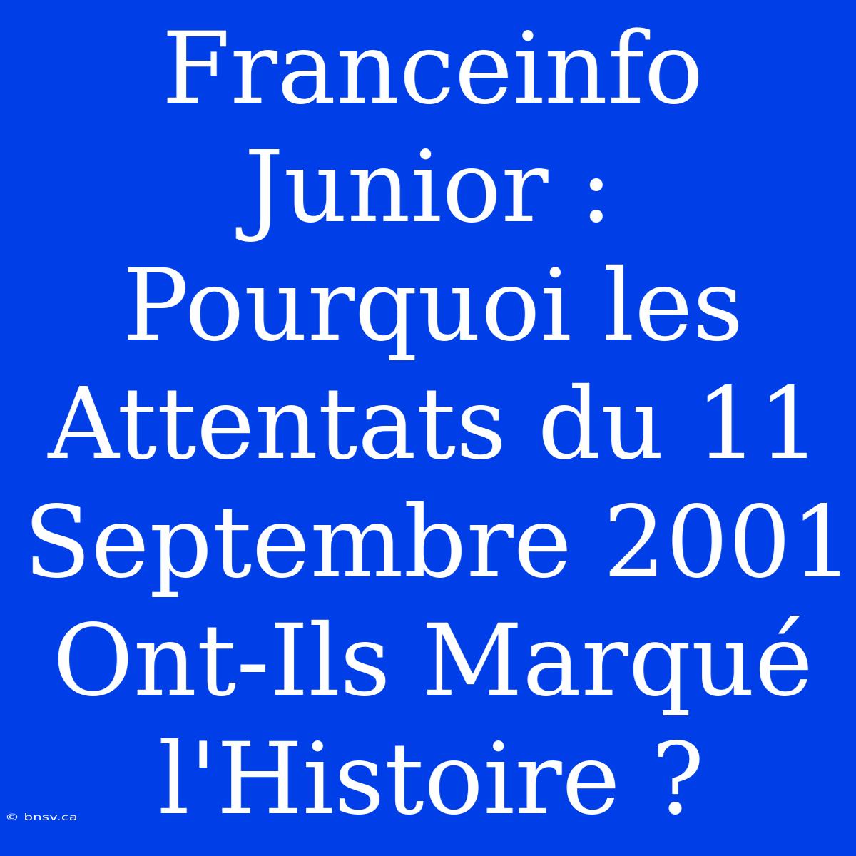 Franceinfo Junior : Pourquoi Les Attentats Du 11 Septembre 2001 Ont-Ils Marqué L'Histoire ?