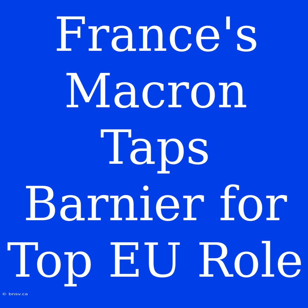 France's Macron Taps Barnier For Top EU Role