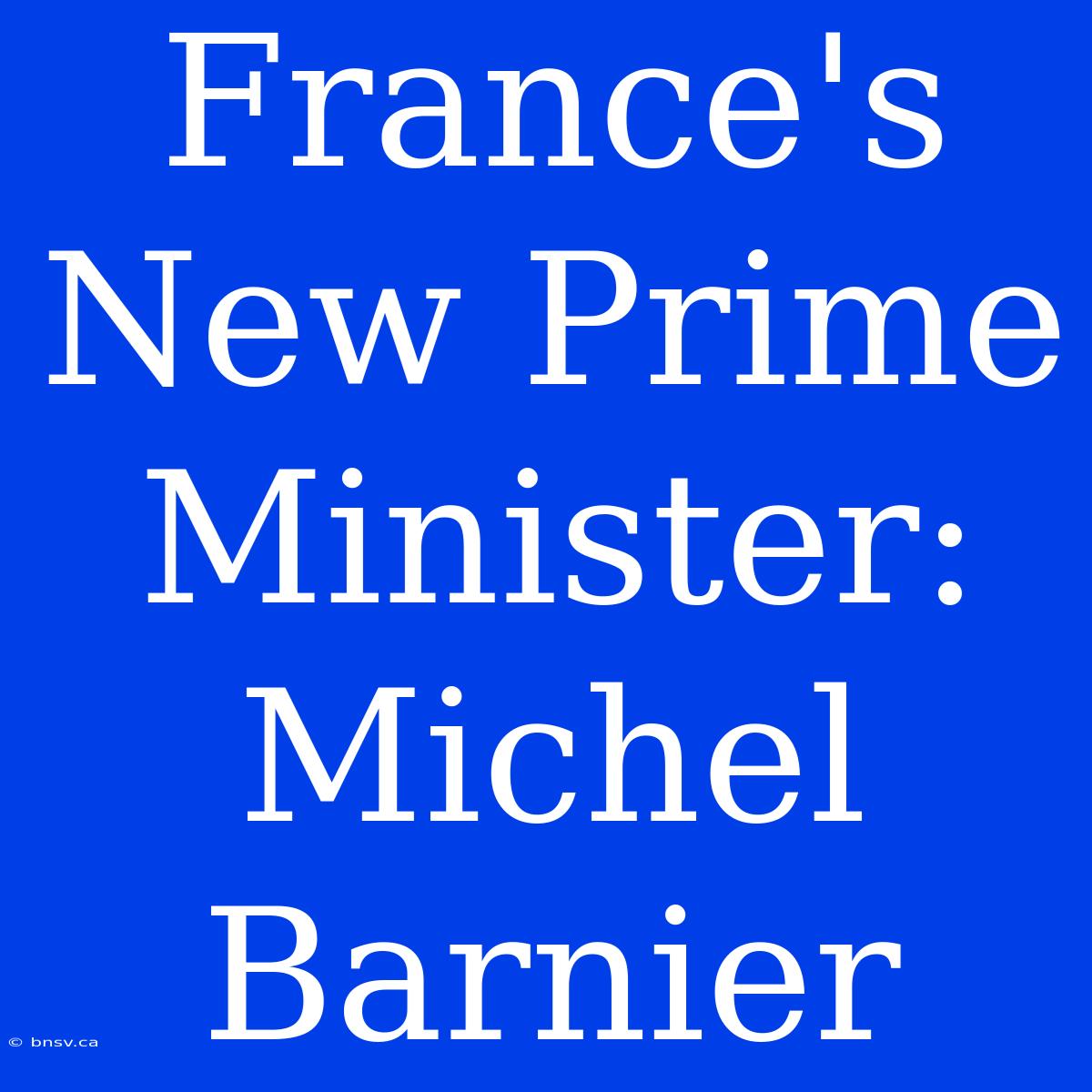 France's New Prime Minister: Michel Barnier