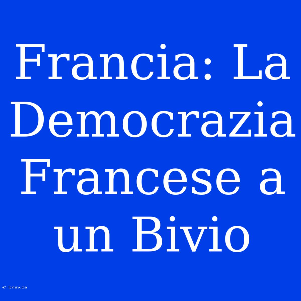 Francia: La Democrazia Francese A Un Bivio