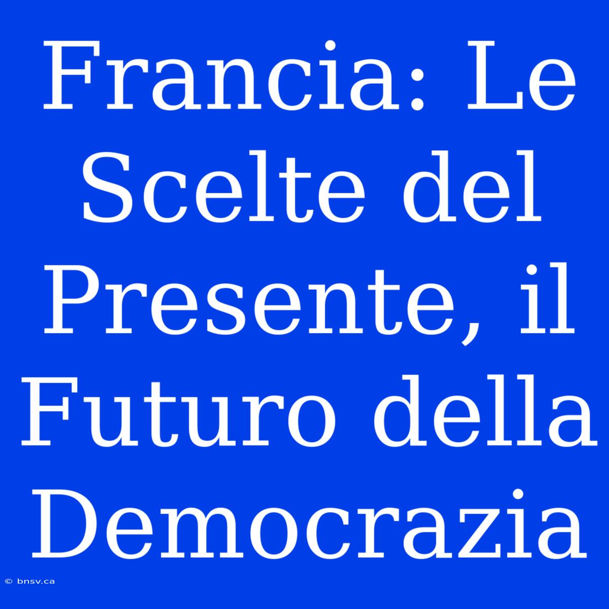 Francia: Le Scelte Del Presente, Il Futuro Della Democrazia