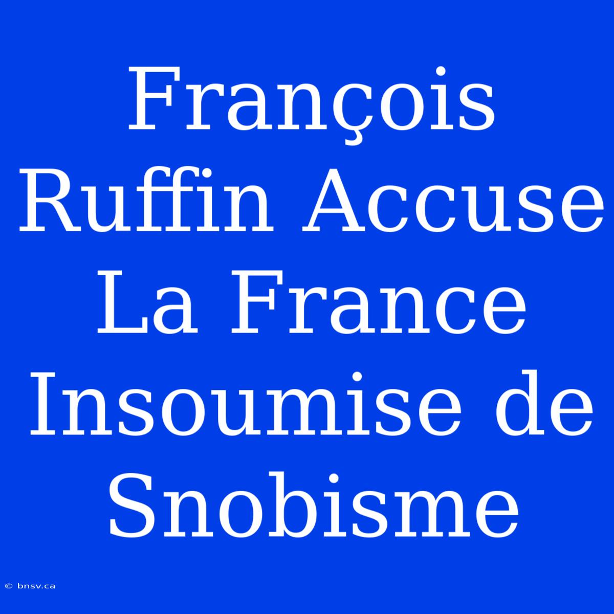 François Ruffin Accuse La France Insoumise De Snobisme