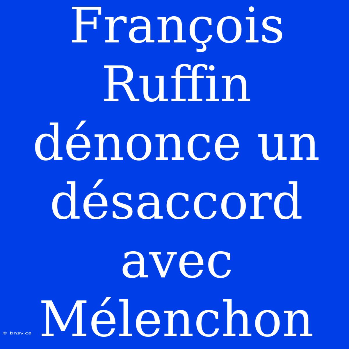 François Ruffin Dénonce Un Désaccord Avec Mélenchon