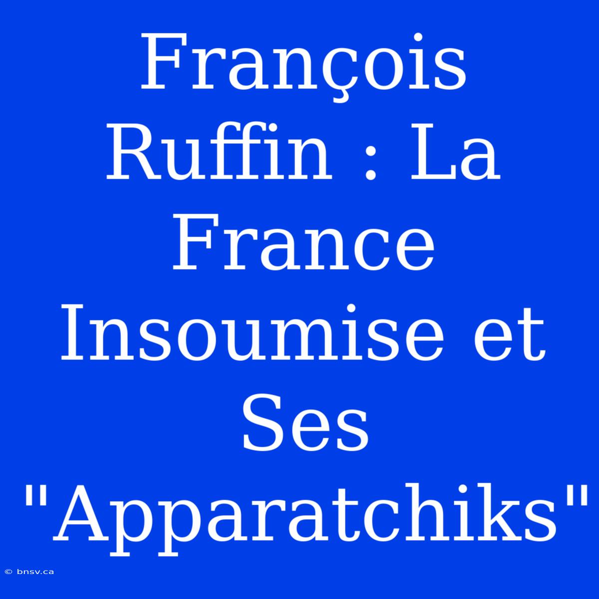 François Ruffin : La France Insoumise Et Ses 