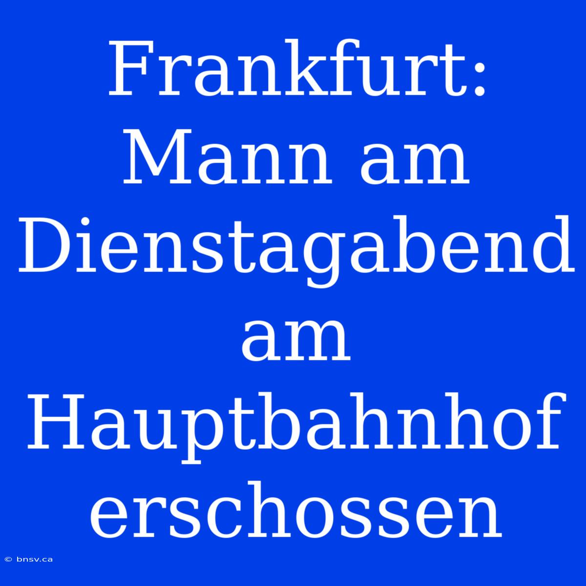 Frankfurt: Mann Am Dienstagabend Am Hauptbahnhof Erschossen