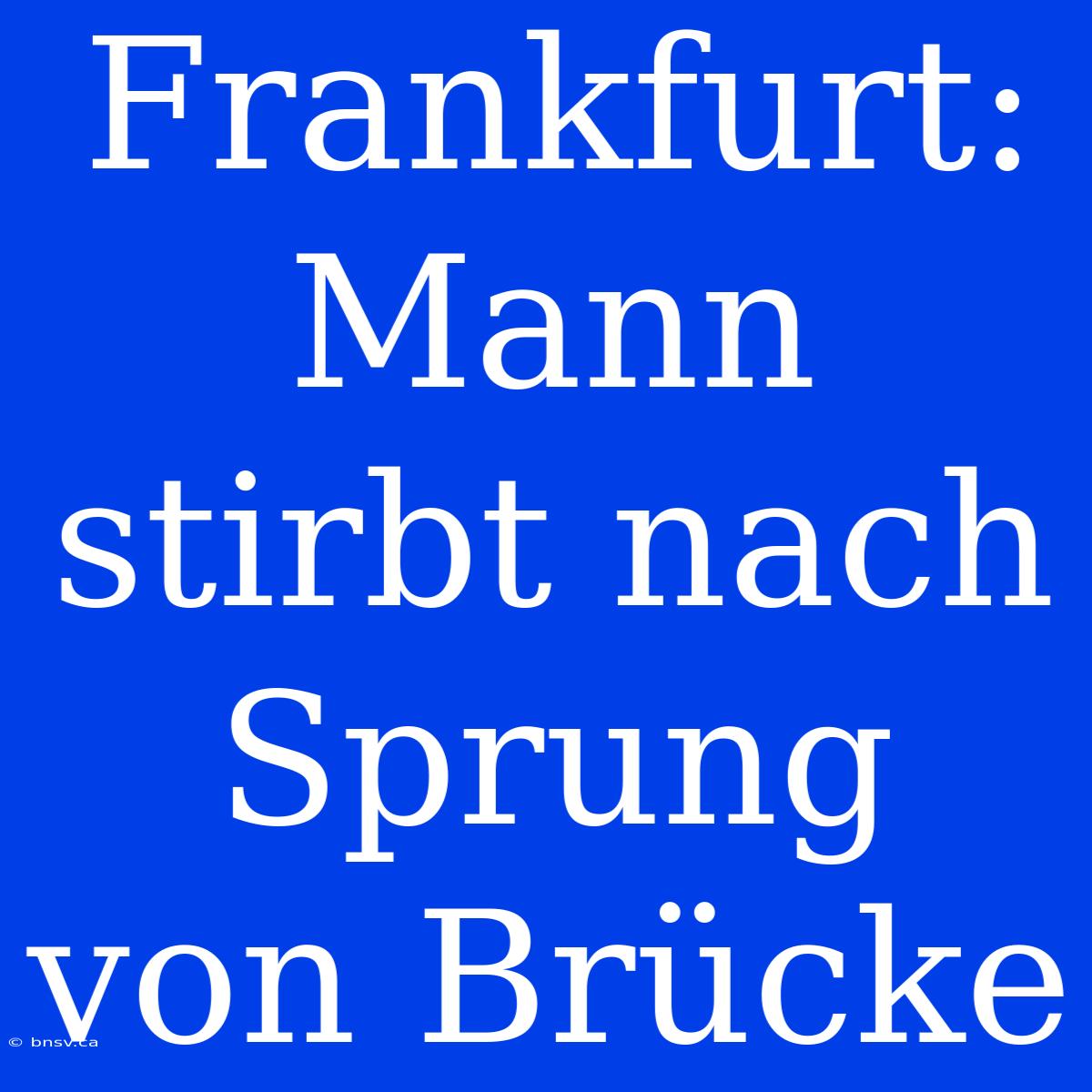 Frankfurt: Mann Stirbt Nach Sprung Von Brücke