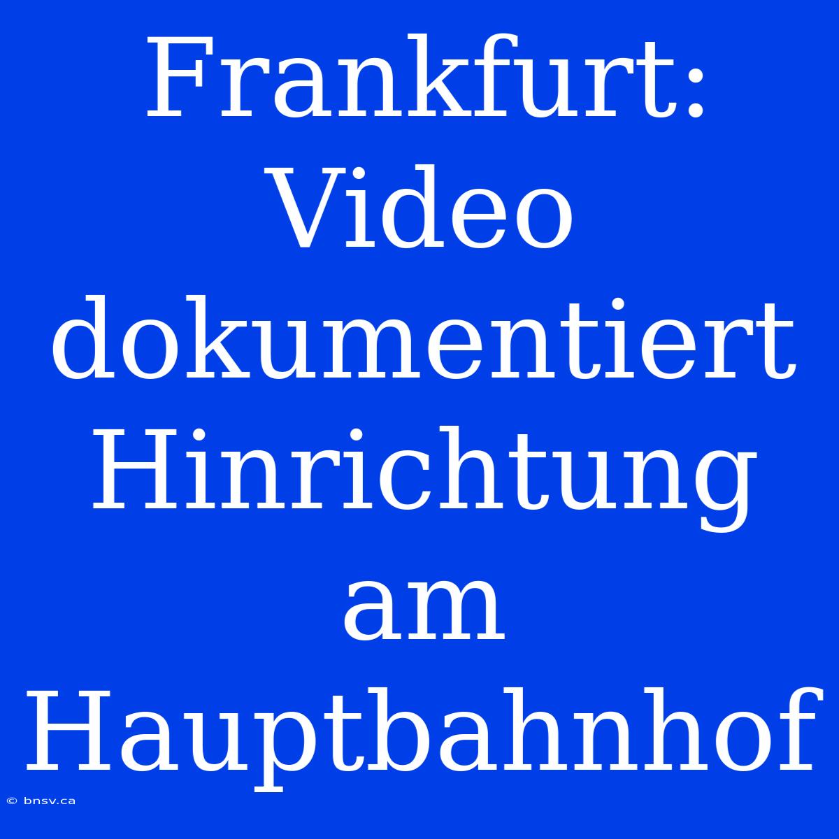 Frankfurt: Video Dokumentiert Hinrichtung Am Hauptbahnhof