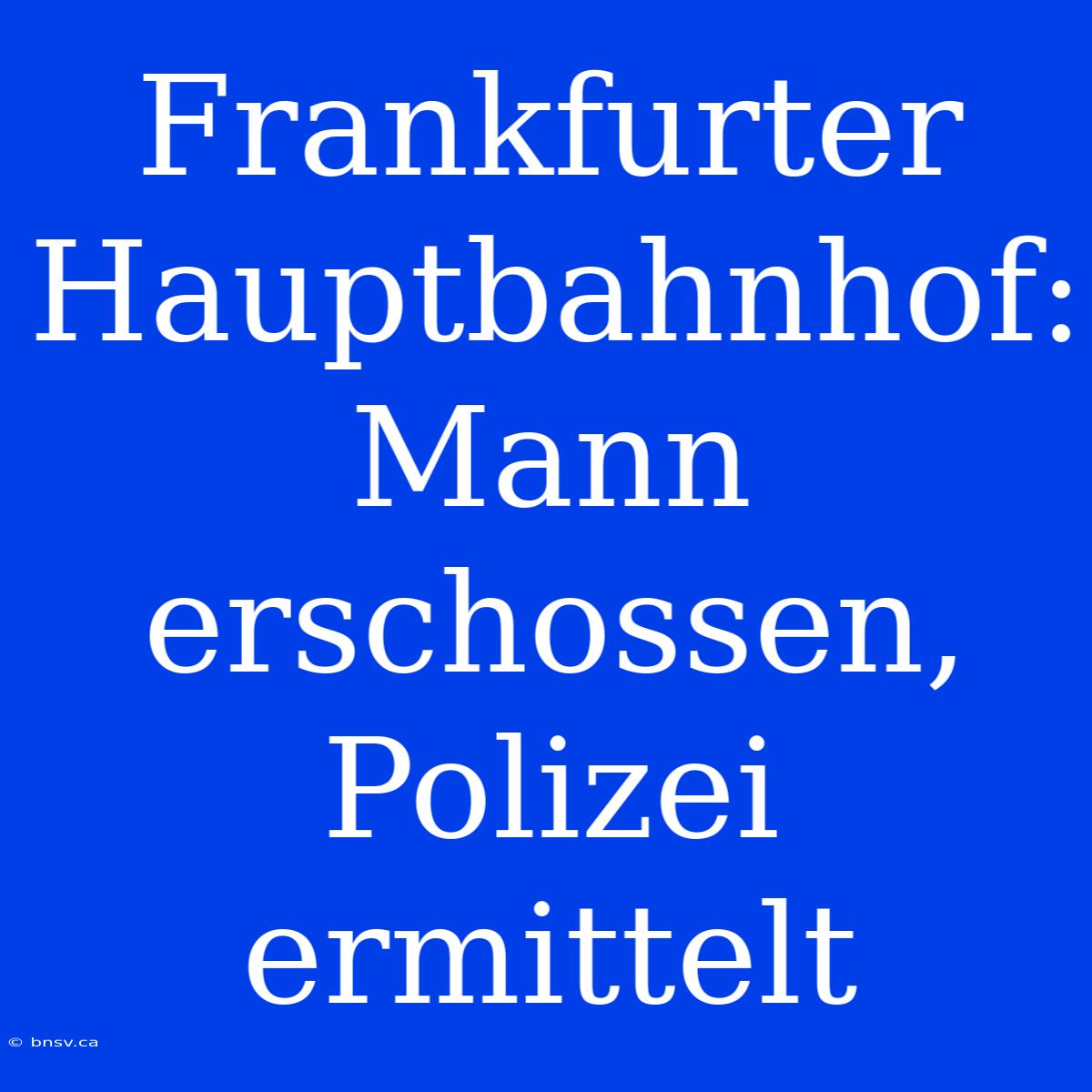 Frankfurter Hauptbahnhof: Mann Erschossen, Polizei Ermittelt