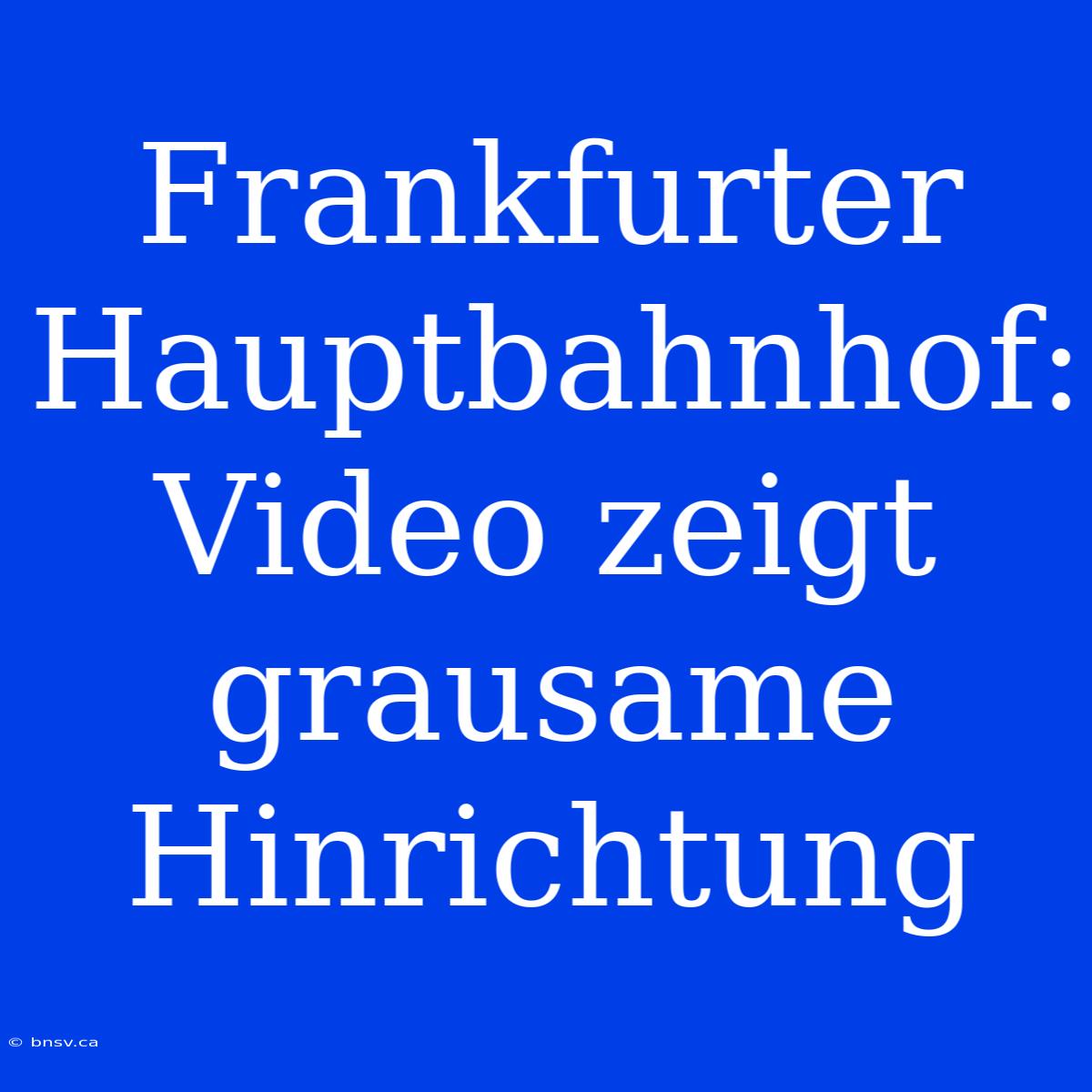 Frankfurter Hauptbahnhof: Video Zeigt Grausame Hinrichtung