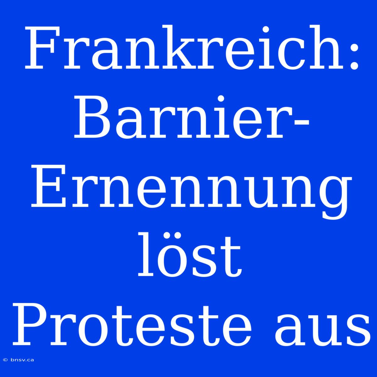 Frankreich: Barnier-Ernennung Löst Proteste Aus