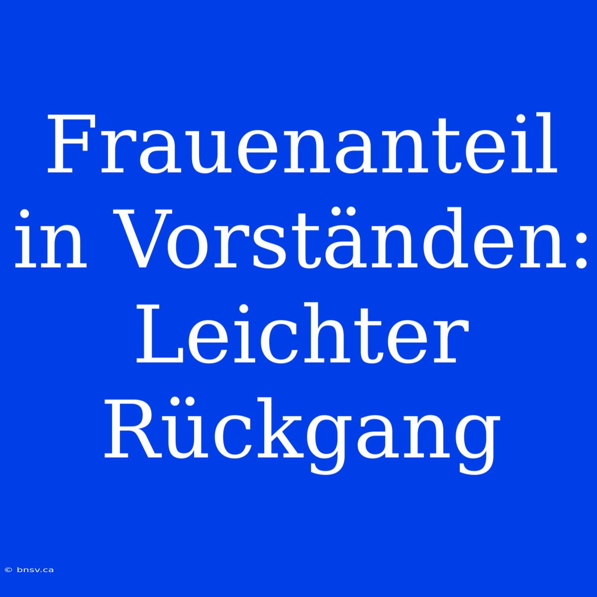 Frauenanteil In Vorständen: Leichter Rückgang