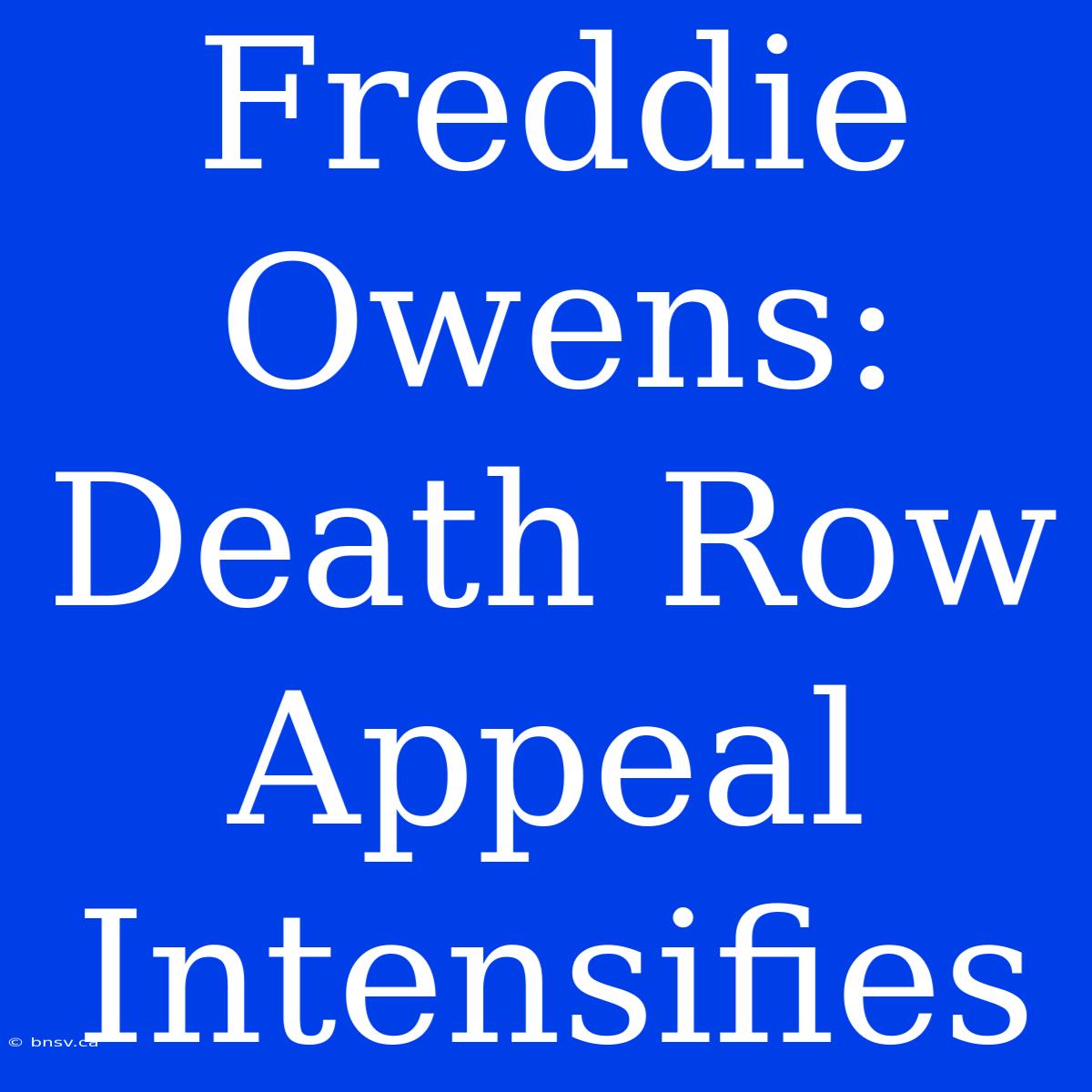 Freddie Owens: Death Row Appeal Intensifies