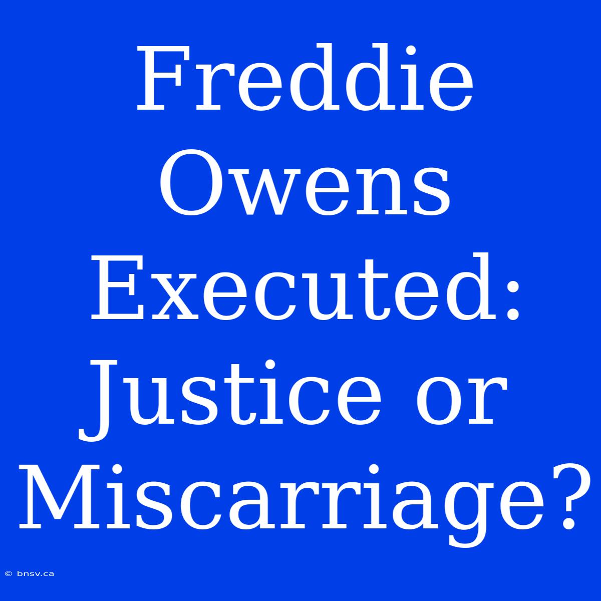 Freddie Owens Executed: Justice Or Miscarriage?