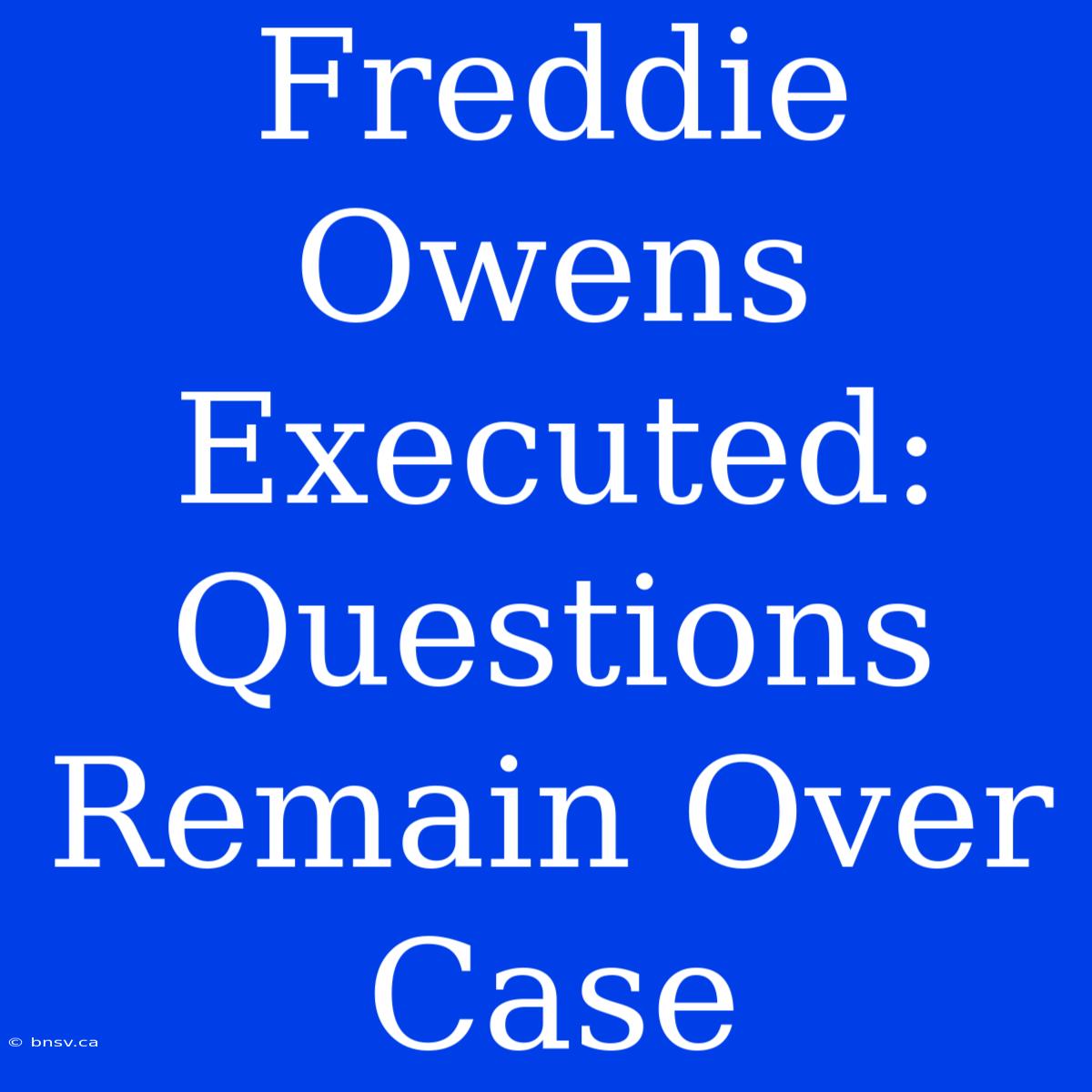 Freddie Owens Executed: Questions Remain Over Case