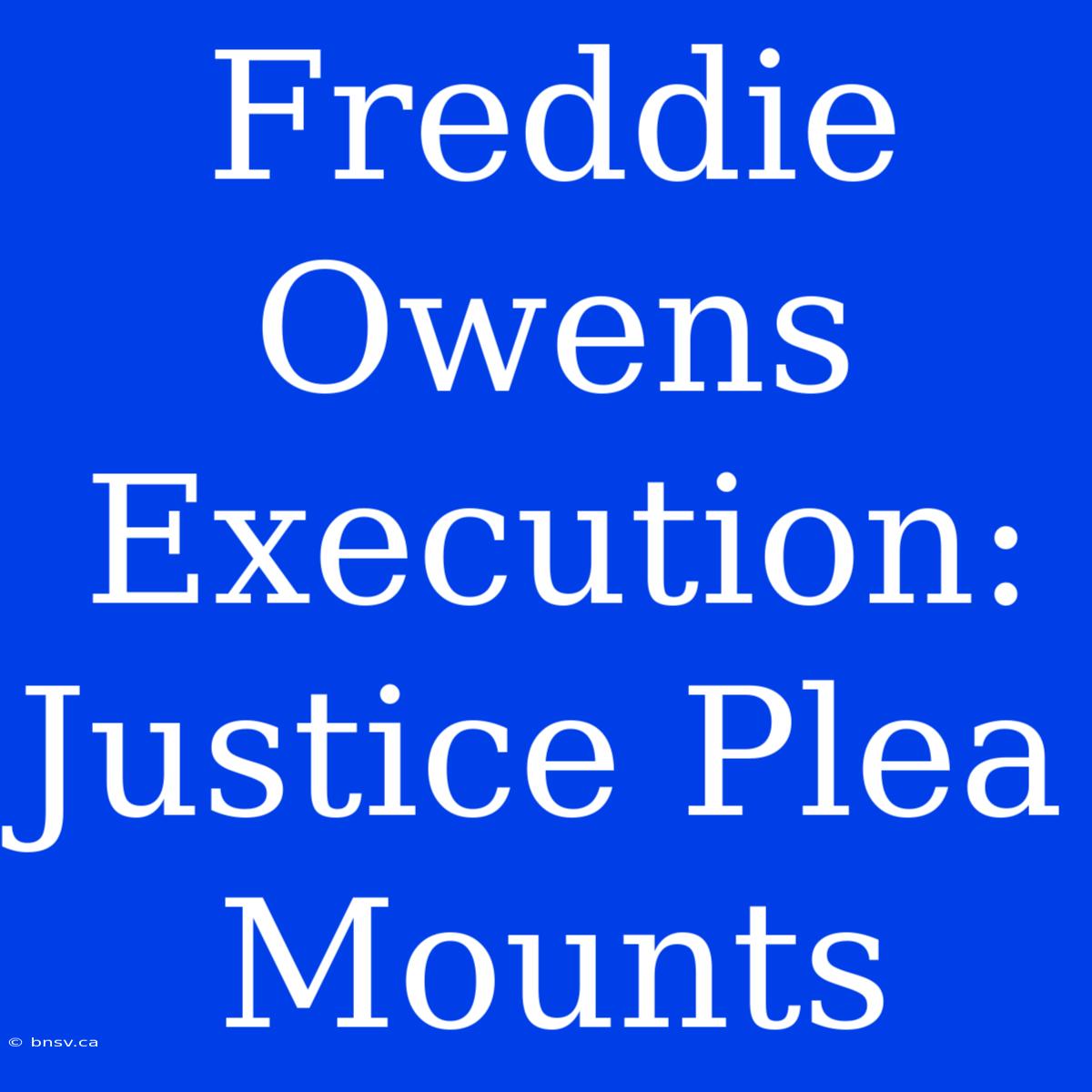 Freddie Owens Execution: Justice Plea Mounts