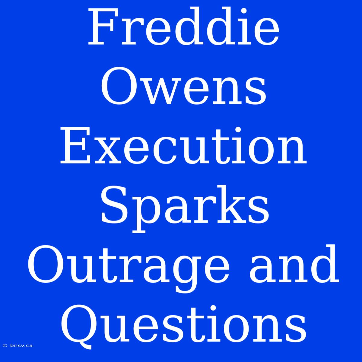 Freddie Owens Execution Sparks Outrage And Questions