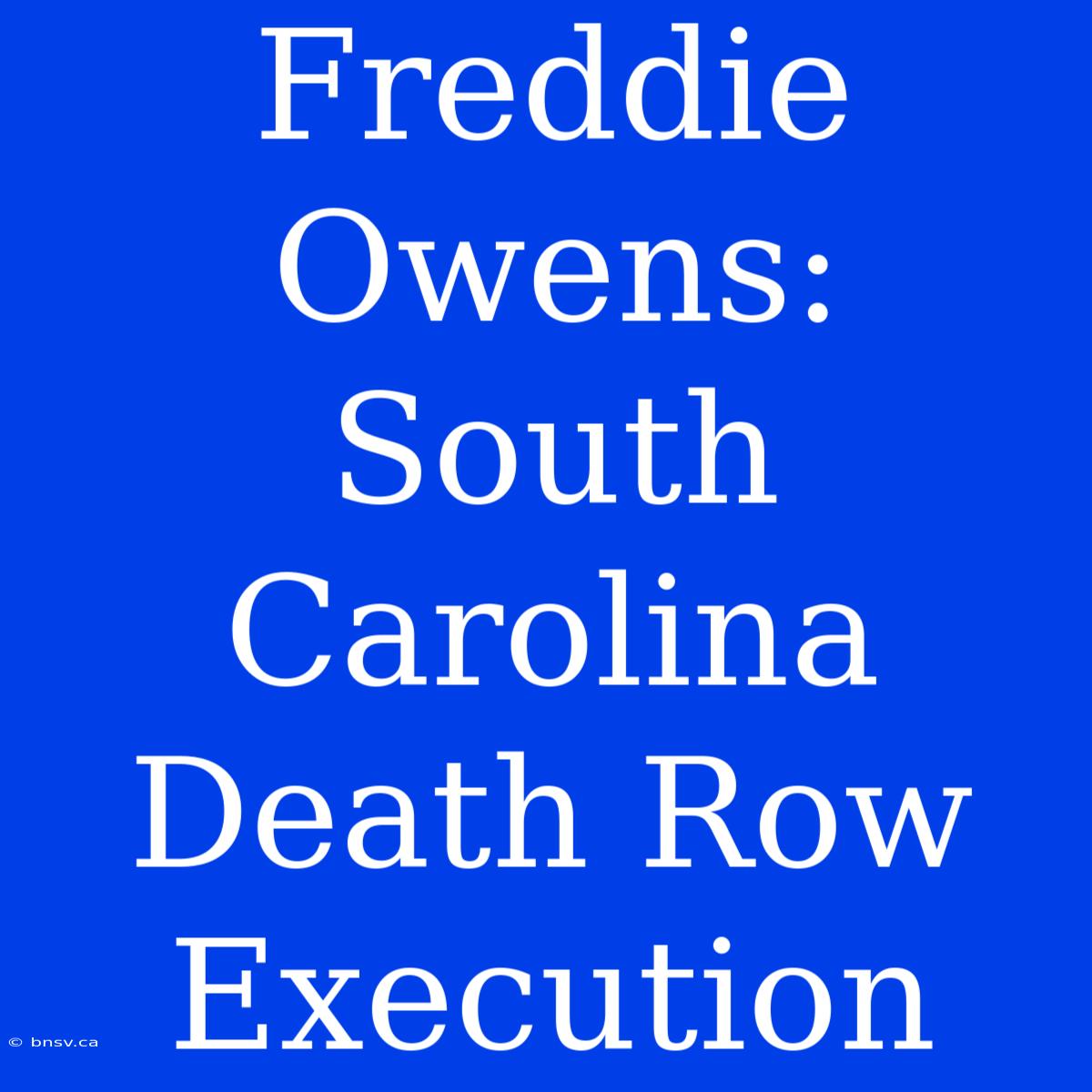 Freddie Owens: South Carolina Death Row Execution