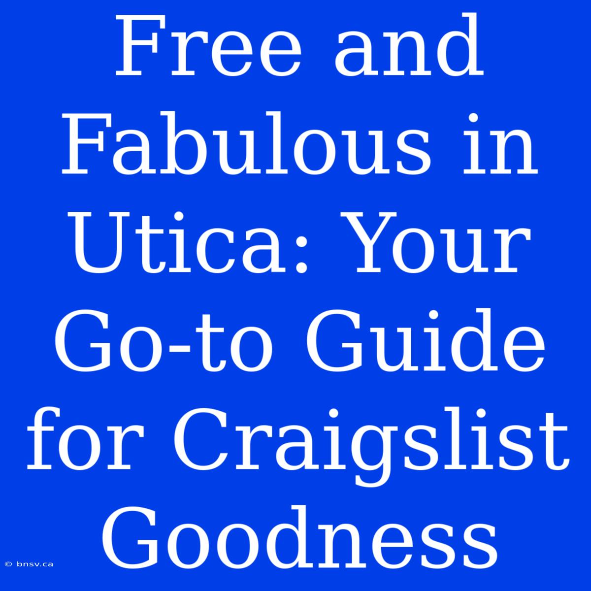 Free And Fabulous In Utica: Your Go-to Guide For Craigslist Goodness