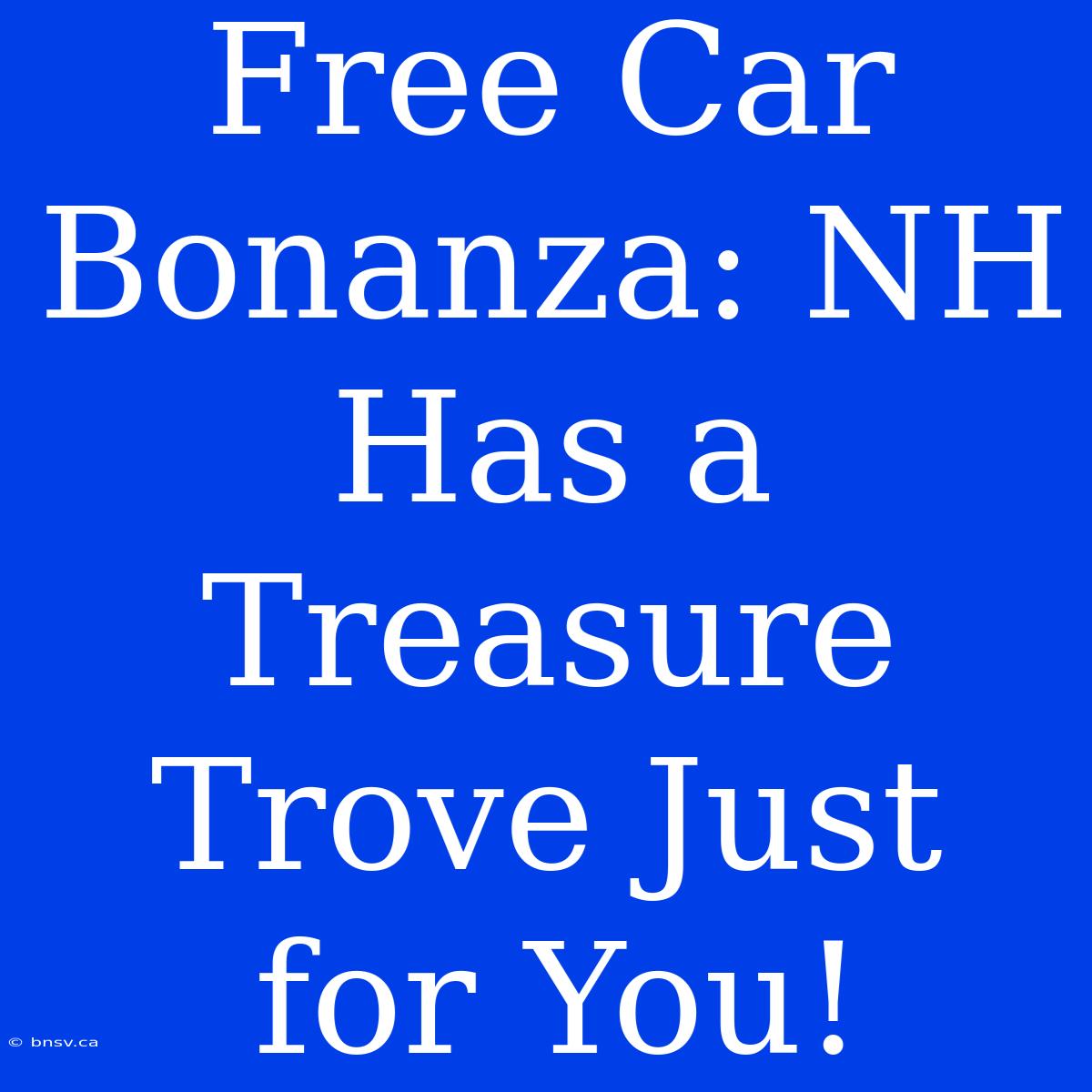 Free Car Bonanza: NH Has A Treasure Trove Just For You!