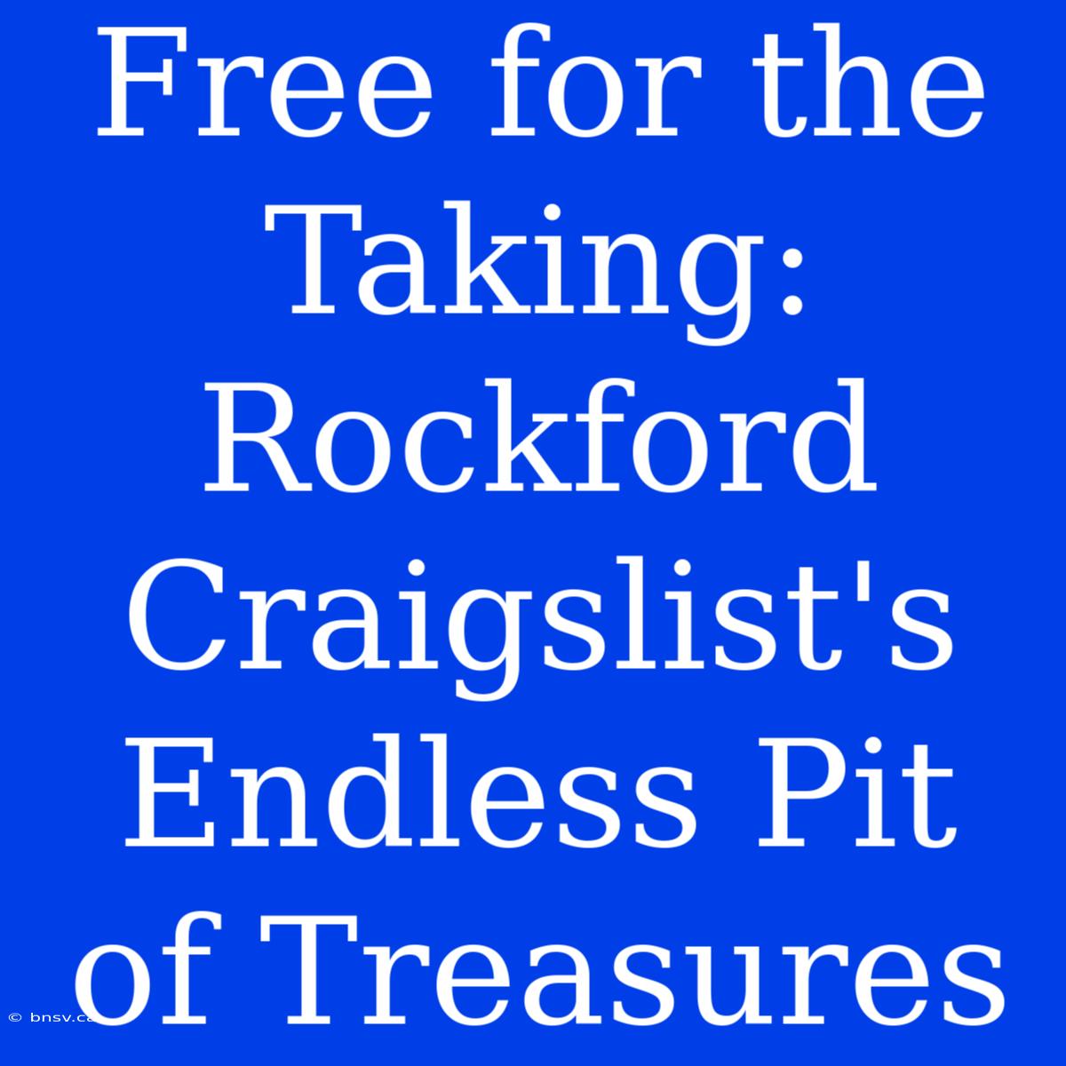 Free For The Taking: Rockford Craigslist's Endless Pit Of Treasures