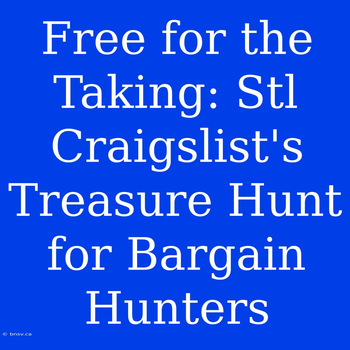 Free For The Taking: Stl Craigslist's Treasure Hunt For Bargain Hunters