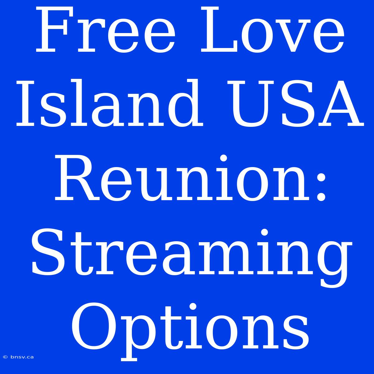 Free Love Island USA Reunion: Streaming Options