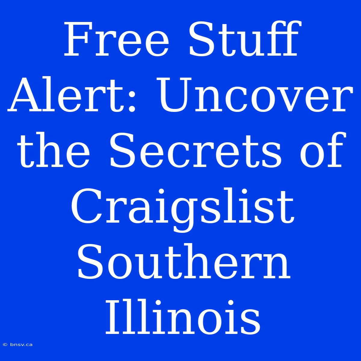 Free Stuff Alert: Uncover The Secrets Of Craigslist Southern Illinois