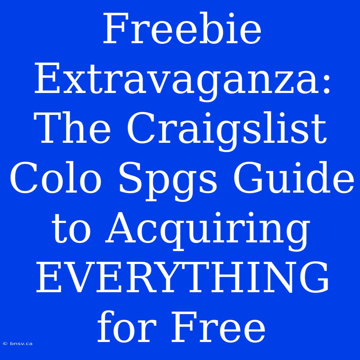 Freebie Extravaganza: The Craigslist Colo Spgs Guide To Acquiring EVERYTHING For Free