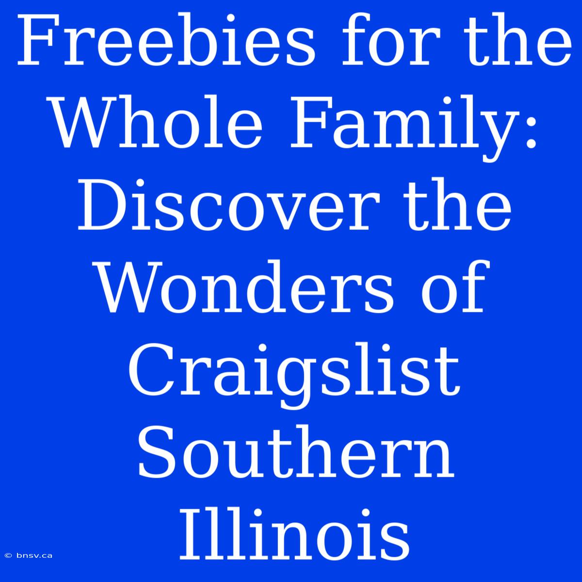 Freebies For The Whole Family: Discover The Wonders Of Craigslist Southern Illinois