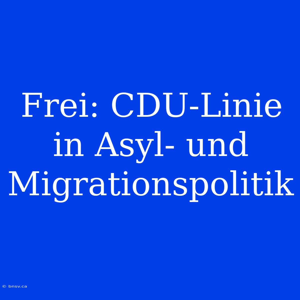 Frei: CDU-Linie In Asyl- Und Migrationspolitik